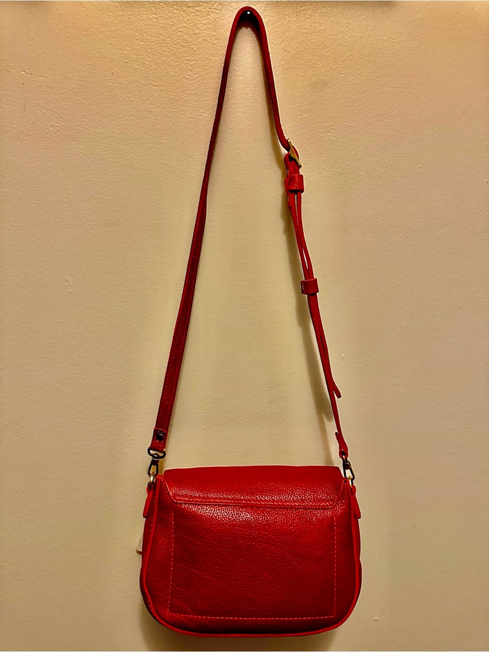 LARGE New Portland Leather Monaco Chili Red Leather Crossbody Premium with Tag - Picture 10 of 14